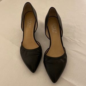 Franco Sarto black pointy toe wedge heels